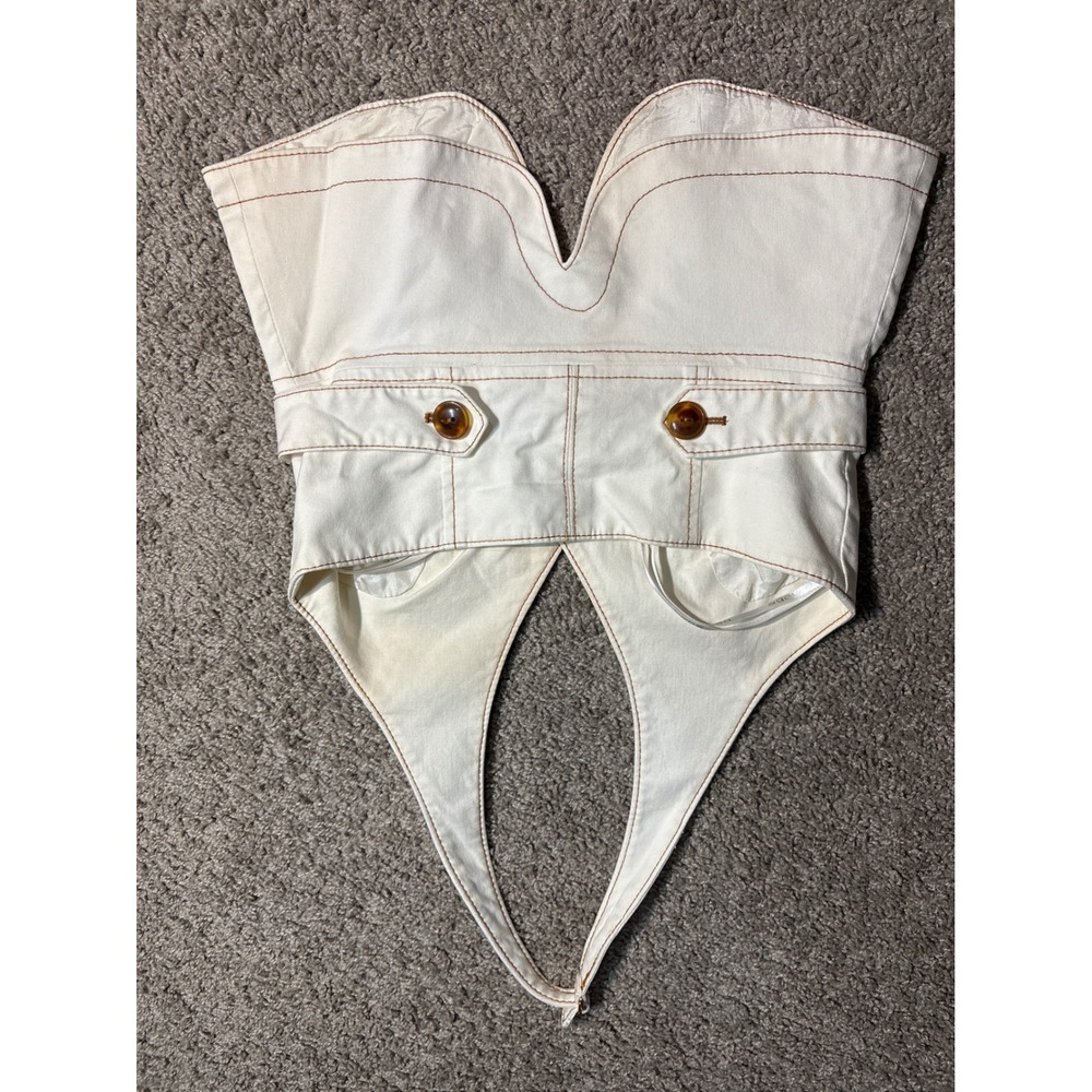 Bebe White Halter Vest Top Contrast Stitching Y2K Vintage Style Size 6 - Picture 6 of 7